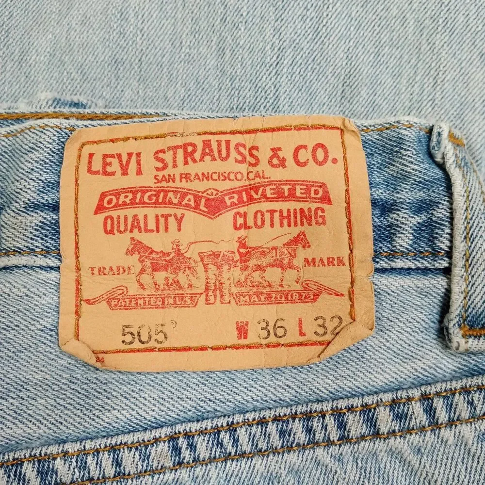 VTG Levis 505‎ Jeans Mens 36x32 Straight Regular Fit Cotton Denim Light Wash